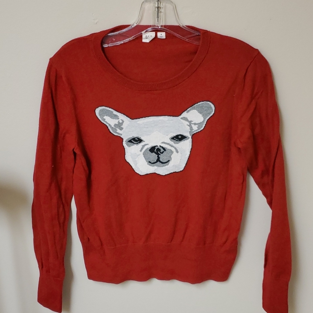 Gap red sweater with chihuahua dog S